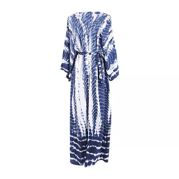 New Blue Boho Tie Dye Kimono - Picture 10 of 12